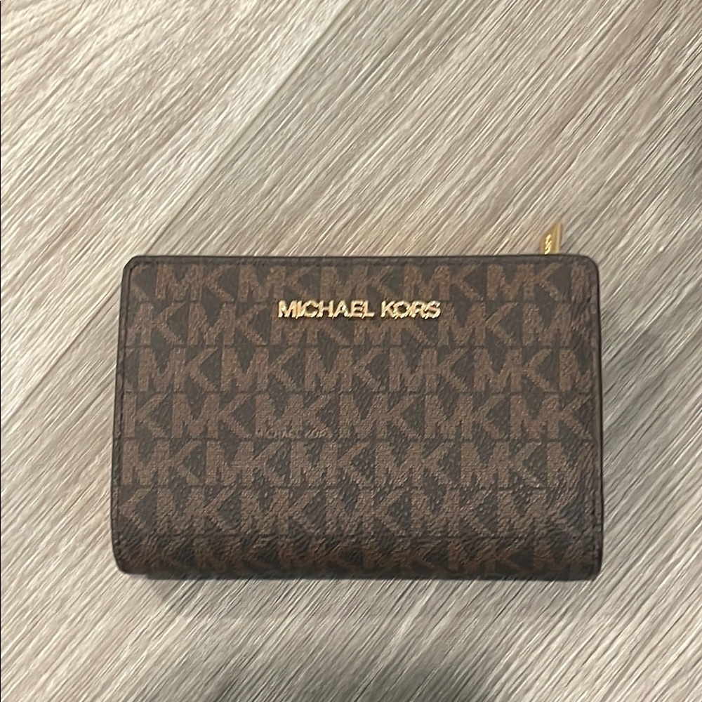 Michael Kors Signature Brown Wallet with Gold Logo